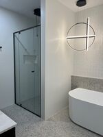 semi framless shower gunmetal grey hardware 